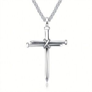❤️Stainless Steel CrossCharm Pendant Necklace , N90201P104